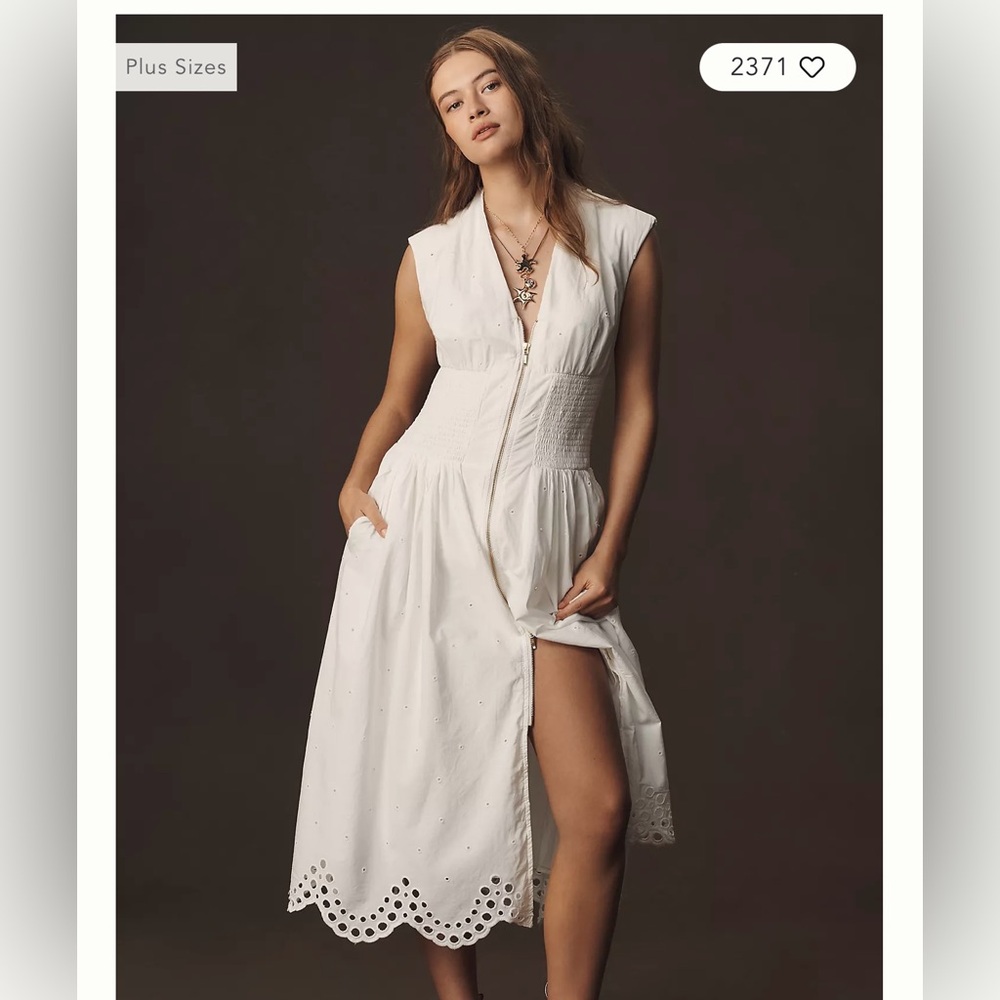 Anthropologie White Eyelet Midi Dress